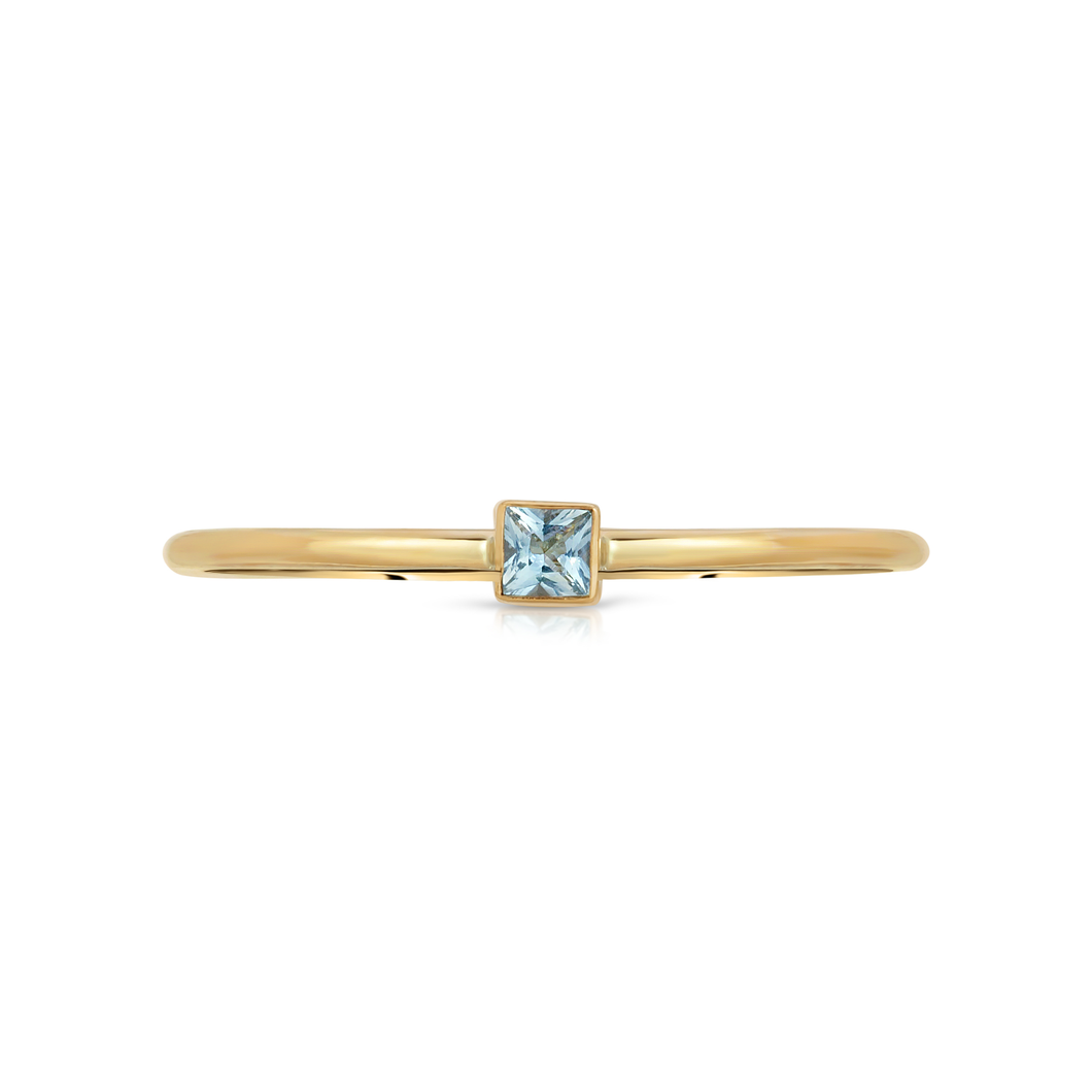 Aquamarine Square Ring