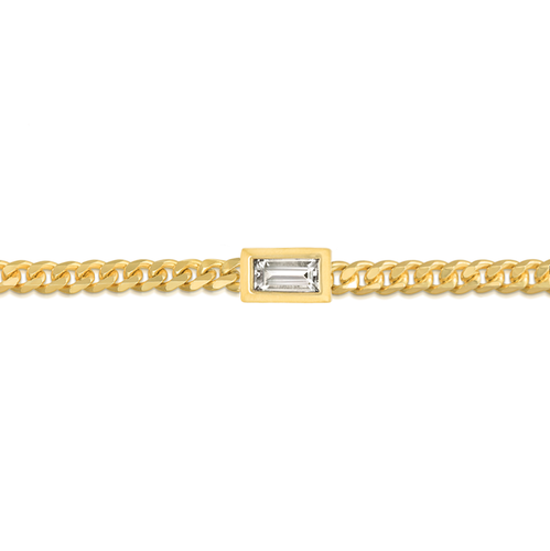 Baguette Diamond Curb Chain Bracelet