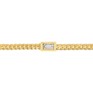 Baguette Diamond Curb Chain Bracelet