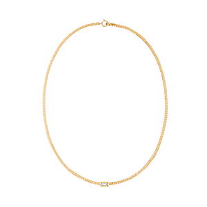 Diamond Baguette Curb Chain Necklace
