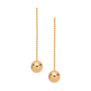 Gold Long Ball Drop Earrings