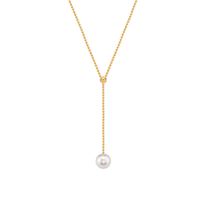 Simple Pearl Lariat Necklace
