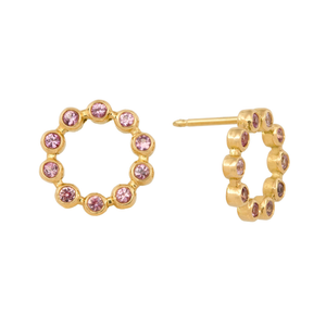 Pink Sapphire Circle Earrings